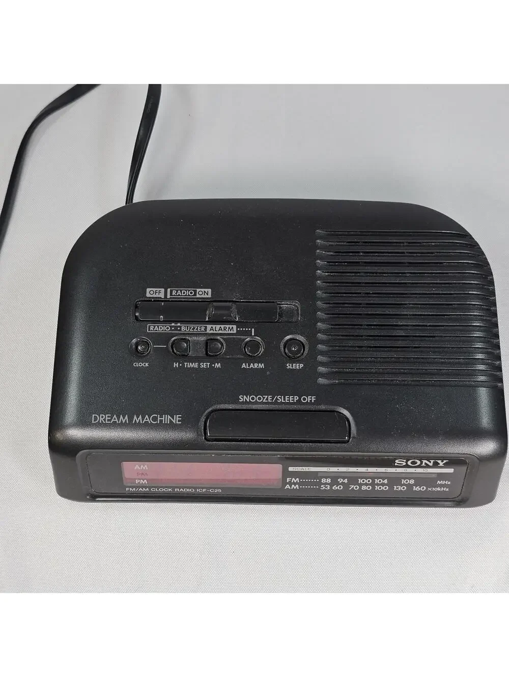 Sony Dream Machine ICF-C25 Clock Radio AM-FM Alarm Tested! Works Well!